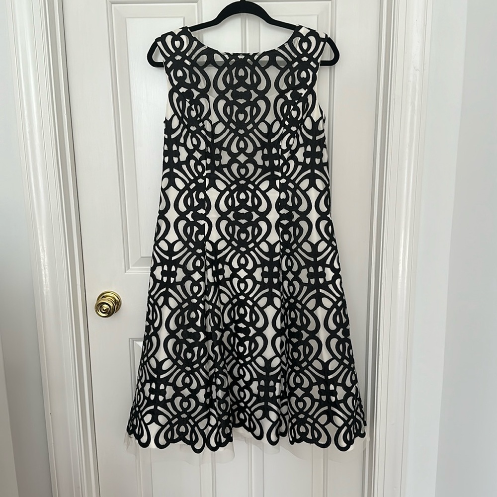 Perfect black and cream brocade Aiden Mattox cocktail dress.